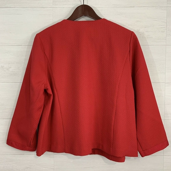 Bob Mackie Red Textured Knit Gold Zippy Blazer - Picture 7 of 7